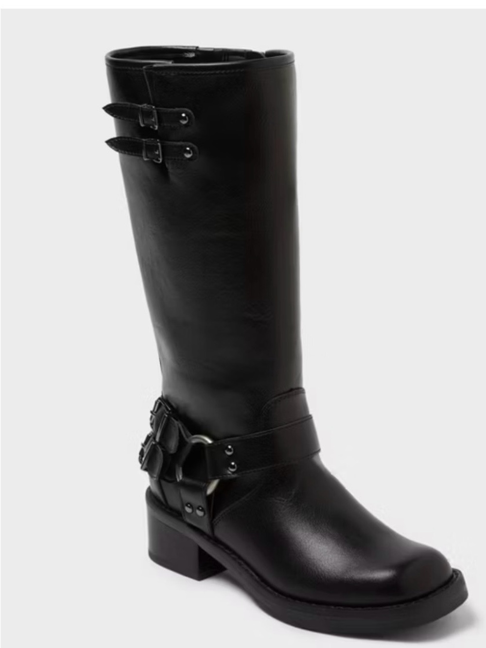 Black Tall Buckle Riding Boots